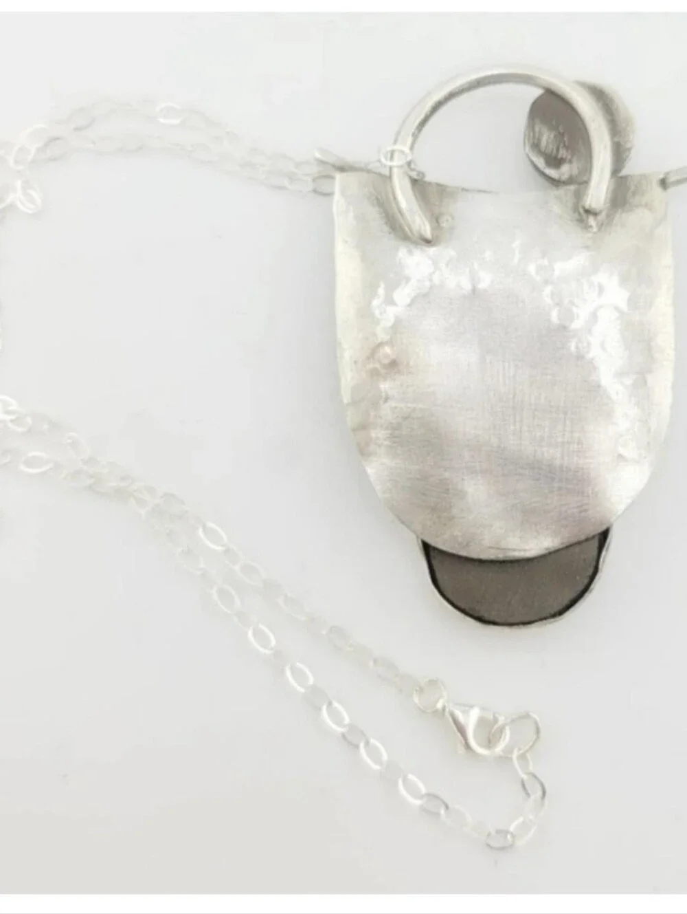 ABALON ABSTRACT AMETHYST PENDANT HANDMADE IN STERLING SILVER METAL W/ SS CHAIN